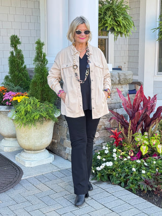 CREAM CORDUROY BUTTON JACKET