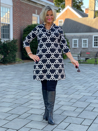 LULU B SOPHIA RUFFLE NECK DRESS