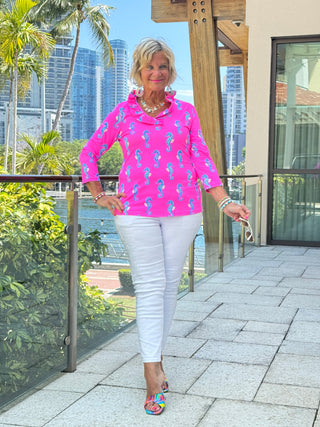 LULU B SEAHORSE BAY RUFFLE TOP