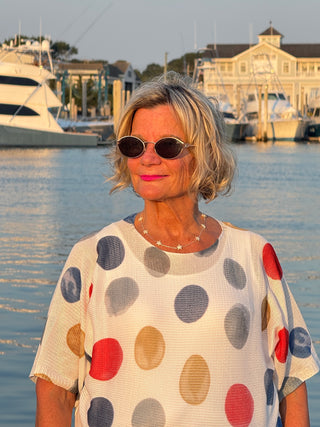 Poka Dot Dolmain top Final Sale