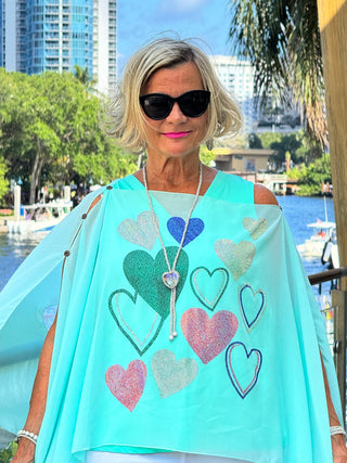 SWAROVSKI CRYSTAL SEAFOAM HEART TOP