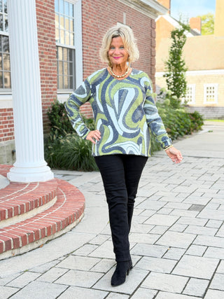 Ethyl The Razzle V Sweater - Bespoke GREEN ETHYL JEANS