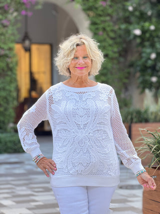 Women's Crochet Lined Pullover Sweater Cathys Place