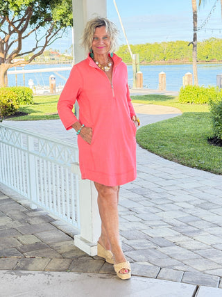 Lulu-b half zipper Salmon scuba dress LULU-B