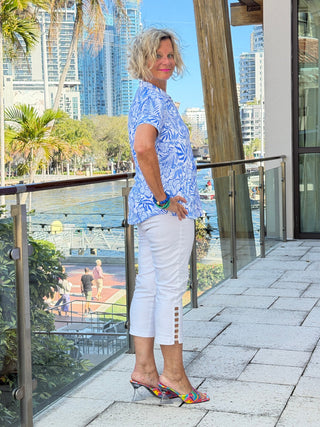 LULU B HIBISCUS COAST SHORT SLEEVE COLLAR LULU-B