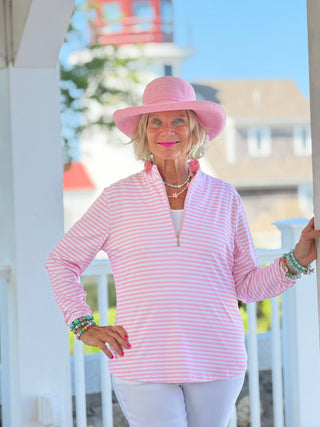 DOCKSIDE PRETTY PINK PINK HALF ZIPPER LULU-B