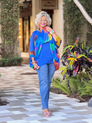 Sofia Sunrise Royal Blue Burnout top Cathys Place