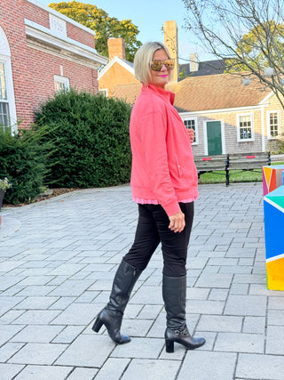 SALMON WAFFLE FULL ZIPPER JACKET