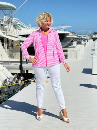 NAUTICAL HOT PINK STRIPED JACKET LULU-B