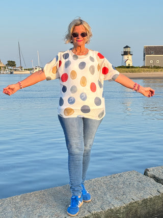 Poka Dot Dolmain top Final Sale