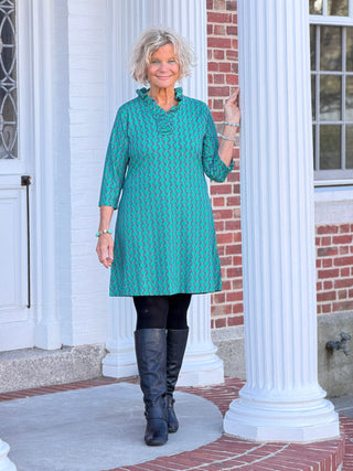 LULU B GREEN RUFFLE SLEEVE DRESS LULU b