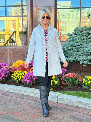 LULU-B ROUGED SILVER CARDIGAN