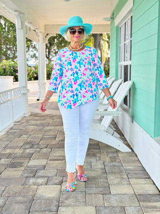 PINK PETALS ASYMMETRICAL TOP