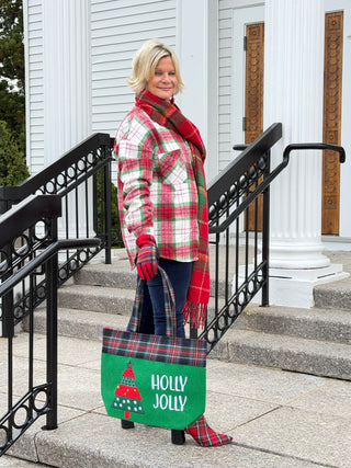 Holly Jolly Letter Christmas Tree Christmas Tote Bag Cathys Place