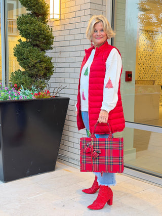 White Shiny Christmas Tree Patched Patterned Festive Sweatshirt Lovesoft
