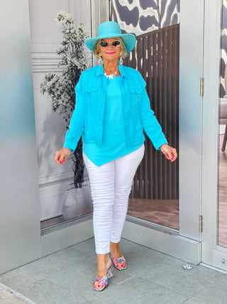KEY WEST AQUA LINEN JACKET