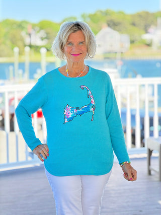 BEACH CLUB AQUA CAPE COD MAP SWEATER LULU-B