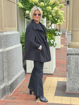 Black Womens Cape Poncho Coat