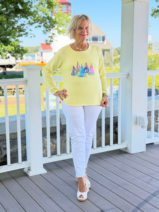 BEACH CLUB YELLOW SAILBOAT SWEATER LULU-B