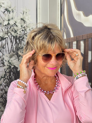 LULU-B RHINE STONE CLEAR PINK CAPRI