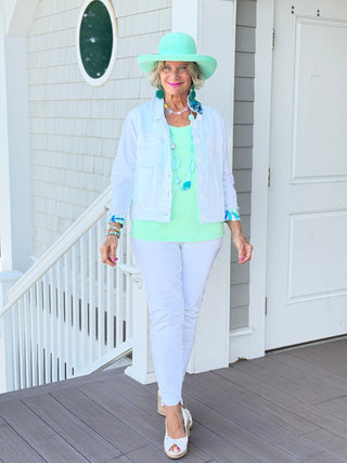MINT MOSAIC LINEN JACKET TANGO MANGO