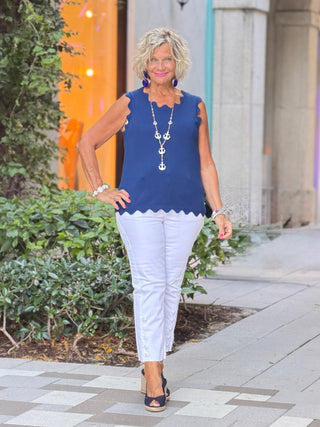 FRENCH RIVIERA NAVY SCALLOP TANK Cathys Place