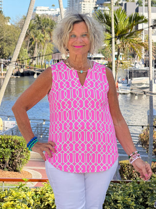 LULU B PALM BEACH LATTIC NOTCH TOP LULU-B