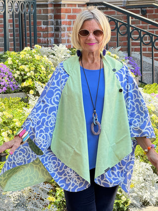 Blue Nautilus Reversible Rain Cape - Coastal Collection