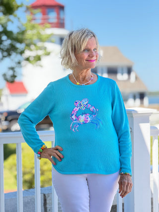 BEACH CLUB AQUA CRAB SWEATER LULU-B