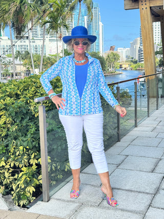 LULU B COASTAL BLOOM FULL ZIPPER JACKET