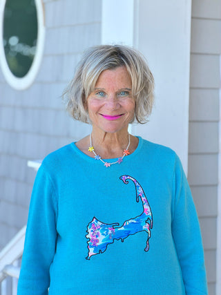 BEACH CLUB AQUA CAPE COD MAP SWEATER LULU-B