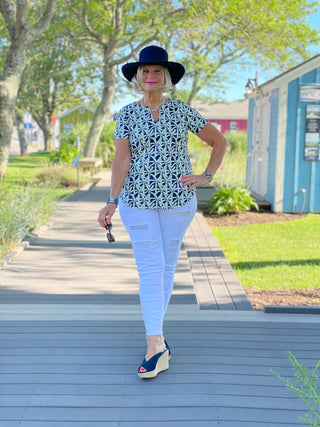 GREEN AND NAVY SHORT SLEEVE