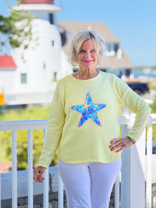 BEACH CLUB YELLOW STARFISH SWEATER LULU-B