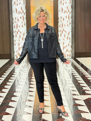LULU B BLACK METALLIC JACKET - Cathys Place