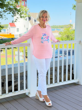 BEACH CLUB PINK CRAB SWEATER LULU-B
