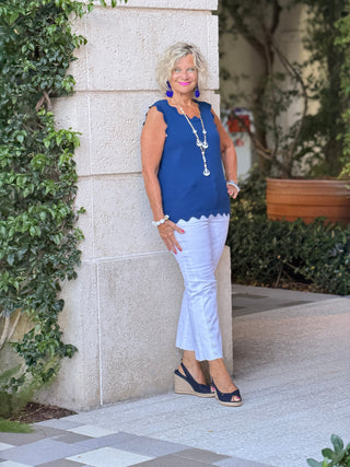 FRENCH RIVIERA NAVY SCALLOP TANK Cathys Place