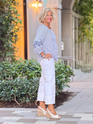 NAVY SEERSUCK TIE TOP Cathys Place