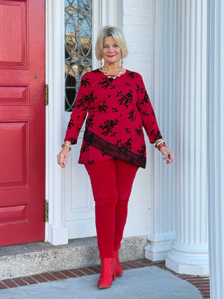 Women's Faux Leather Shearling Zip Front Jacket RED Cathys Place