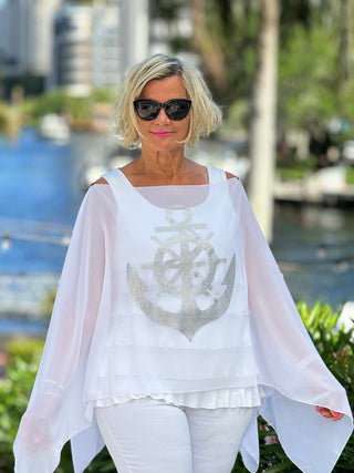 SWAROVSKI CRYSTAL WHITE ANCHOR STATEMENT TOP