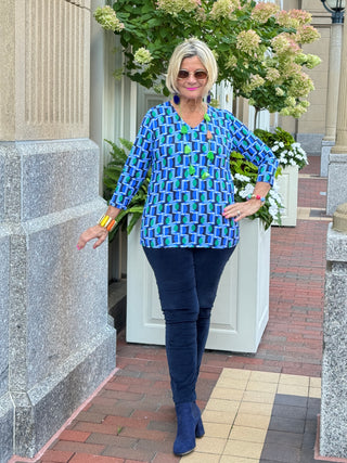 Lulu B Seaport Geo V-Neck Top