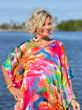 Artisan Papaya Water Color Modal Kaftan Cathys Place