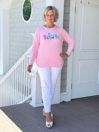 BEACH CLUB PINK ADIRONDACK SWEATER LULU-B