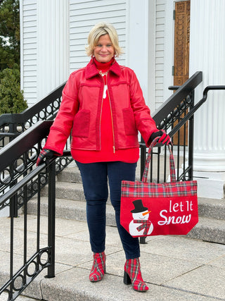 Let It Snow Letter Snowman Christmas Tote Bag Cathys Place