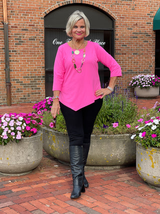 LULU-B HOT PINK ASYMMETRIC TOP