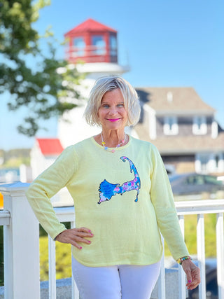 BEACH CLUB YELLOW CAPE COD MAP SWEATER LULU-B