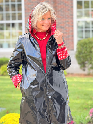 BLACK RED POKA DOT RAINCOAT Cathys Place
