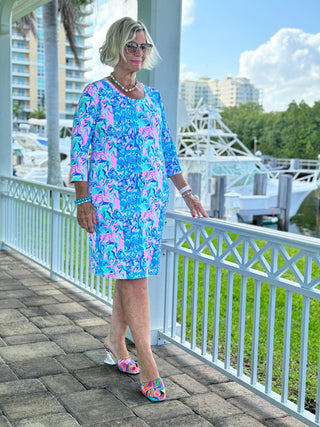 SPLASH OF PINK  SLEEVE DRESS