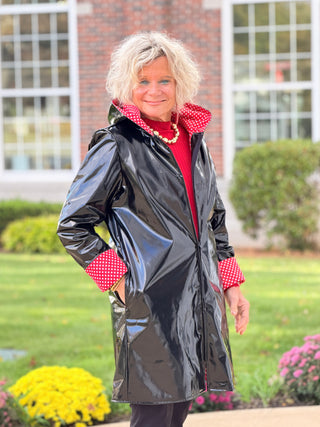 BLACK RED POKA DOT RAINCOAT Cathys Place
