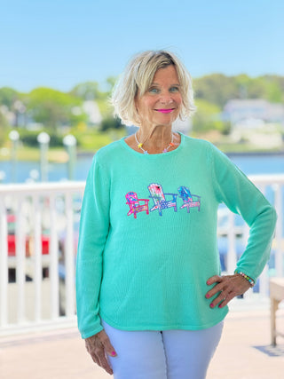 BEACH CLUB SEAFOAM ADIRONDACK SWEATER LULU-B