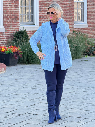 CARDIGAN PLUSH SOFT BLUE CARDIGAN SWEATER